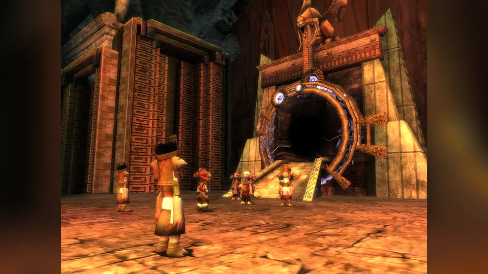 Asura characters stand in front of an asura gate.