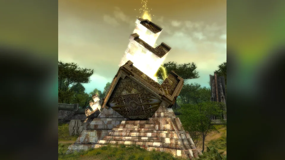A tilted monolith structure in Rata Sum.